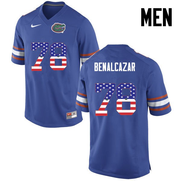 Florida Gators Men #78 Ricardo Benalcazar College Football Jersey USA Flag Fashion Blue